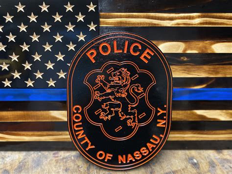 Nassau County Police Patch Engraved (Black/Orange)