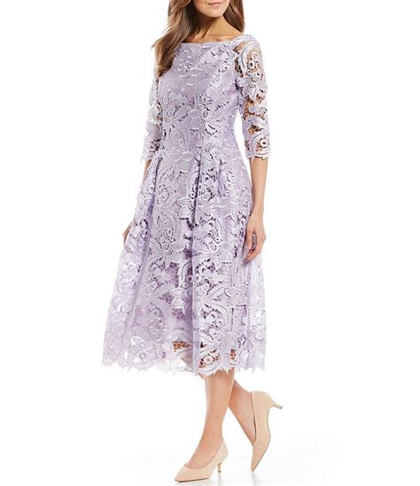 Alex Marie Kate Boat Neck 34 Illusion Lace Sleeve Midi Dress Dillards Midi Dress With