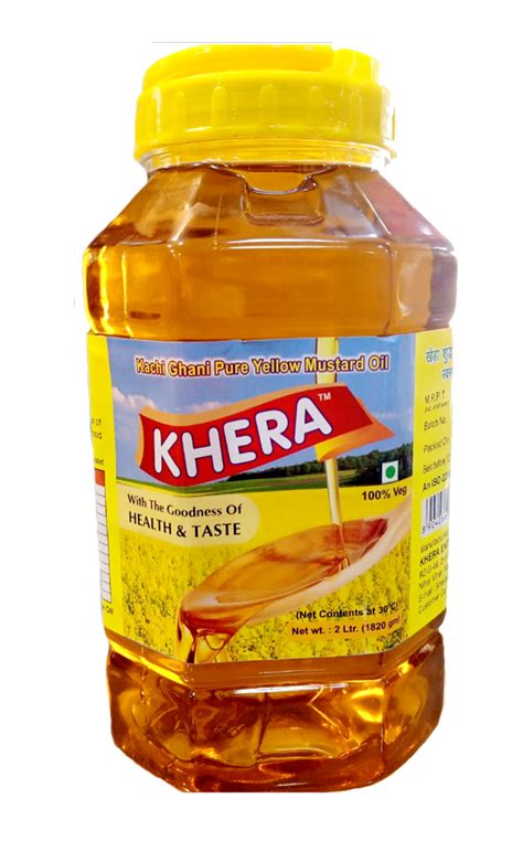 Khera Foods Kachchi Ghani Yellow Mustard Oil 2 Ltr Packaging Type