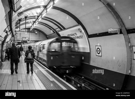 Black And White View Inside Marylebone Tube Station On London