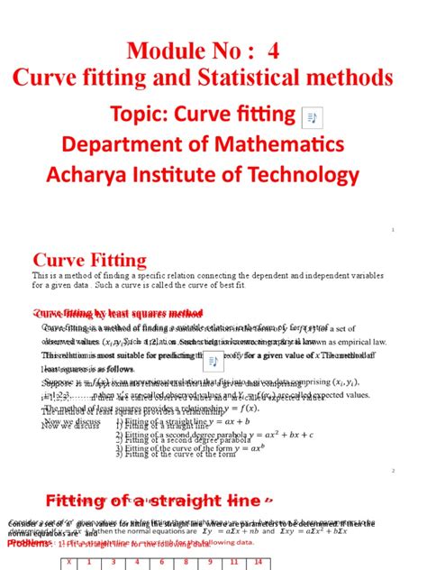 Curve Fitting St Line And Parabola Pdf Least Squares Ordinary