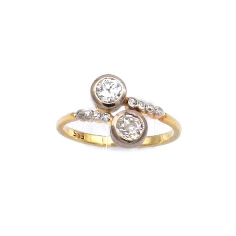 Jugendstil Ct Diamant Ring Toi Et Moi In K Gold Und Platin Um