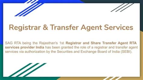 Ppt Know About Sag Registrar Transfer Agent Rta Services