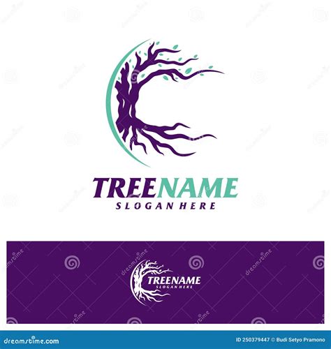 Tree With Root Logo Design Template Tree Logo Concept Vector Stock