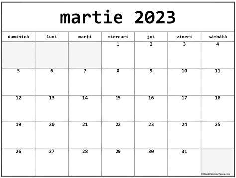 Calendarul Martie Imprimabil Gratuit In Romana