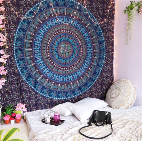 Oussum Mandala Tapestries Purple And Blue