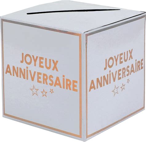 Tirelire Urne Carton Joyeux Anniversaire Blanc Et Rose Gold M Tal