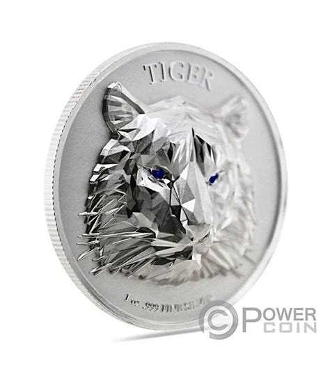 Multifaceted Tiger Tigre Oz Moneda Plata Francos Chad