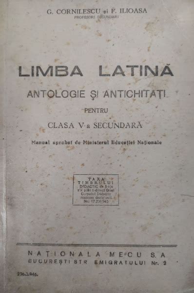 Limba Latina Antologie Si Antichitati Pentru Clasa V A Secundara
