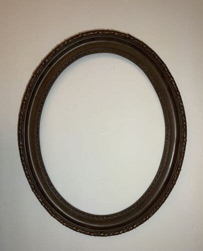 Antique Art Deco Gold Gilt Brown Carved Oval Wood Frame Fits X