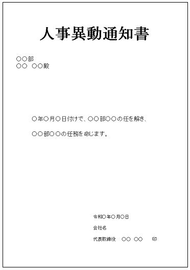 人事異動通知書テンプレート Excelフリーソフト館