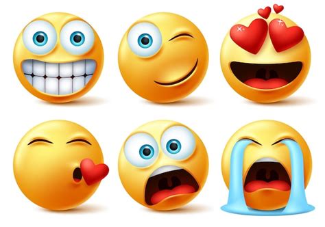 Premium Vector Emojis And Emoticons Face Vector Set Emoticon Of Cute