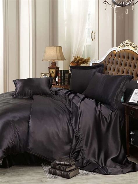 Solid Color Duvet Cover Set Without Filler Silk Bed Sheets Luxury