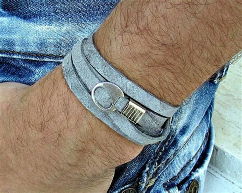 Mens Leather Bracelet Wrap Bracelet Cuff Unisex Etsy