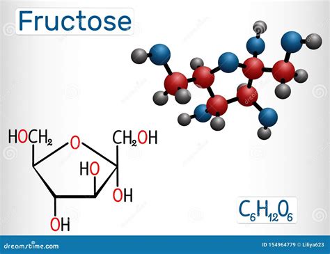 Fructose Alpha D Fructofuranose Molecule Cyclic Form Stock Vector Illustration Of Atomic