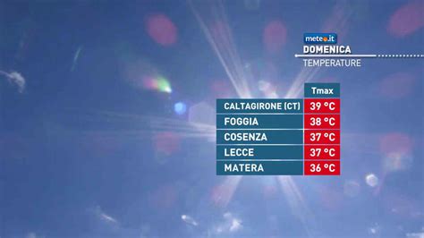 Meteo Domenica Caldissima Al Sud Temperature A C