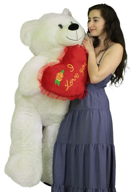 Valentines Day Giant White Teddy Bear 52 Inch Soft Big Plush Bear