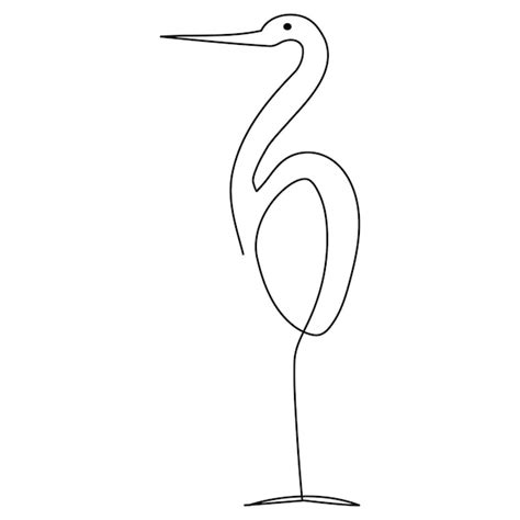 Heron Voando E Em P Ilustra O Vetorial De Desenho De Arte De Linha