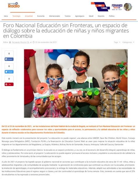 Foro Nacional Educación Sin Fronteras Un Espacio De Diálogo Sobre La Educación De Niñas Y Niños