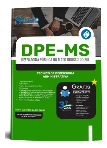 Apostila Concurso Dpe ms 2023 Defensoria Pública Do Mato Grosso Do Sul