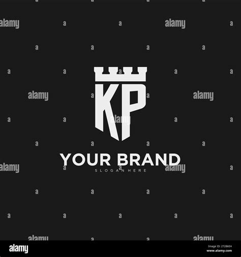 Initials Kp Logo Monogram With Shield And Fortress Design Vector