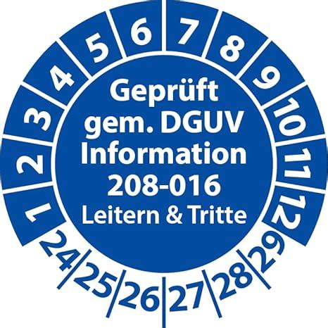 Prüfplakette Geprüft gemäß DGUV Information 208 016 Leitern und Tritte