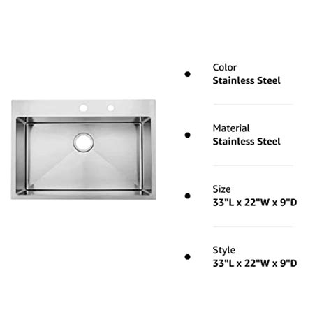 Kingo Home 33 X 22 Inch Drop In Stainless Steel Kitchen Sink Single