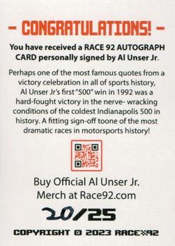 2023 Race 92 NNO Al Unser Jr Trading Card Database