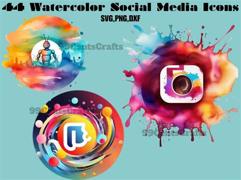 44 Watercolor Social Media Icons Clipart Website Icons Blog Etsy