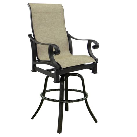 Castelle Outdoor Furniture Monterey High Back Sling Swivel Bar Stool