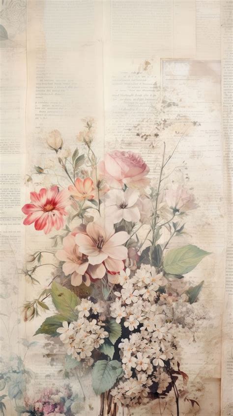 Wallpaper Ephemera Pale Bouquet Antique Premium Photo Illustration