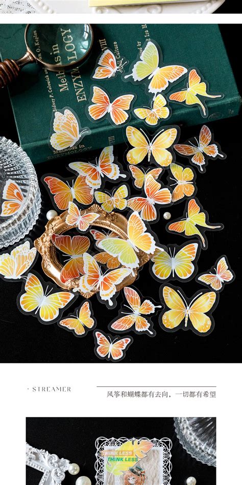 Journamm 30pcs Pack White Ink Craft Butterfly Stickers Waterproof PET