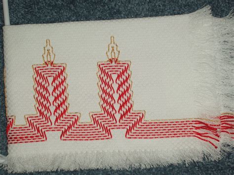 Huck Embroidered Candles For Christmas Table By TakesaNeedle Swedish