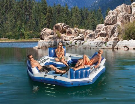 Intex Pacific Paradise 4 Person River Tube Raft Relaxation Station Water Lounge Comfortably