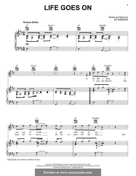 Life Goes On by E. Sheeran - sheet music on MusicaNeo