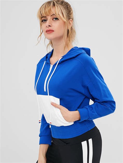 Zaful Raglan Sleeve Half Zip Pocket Hoodie Blue Affiliate Sleeve Raglan Zaful Zip