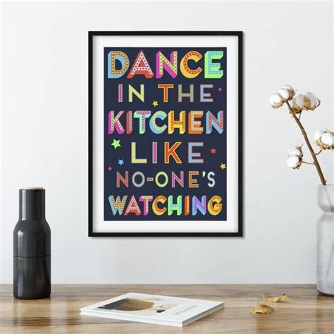 Dance In The Kitchen Art Print Motivational Word Art Colourful