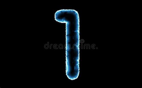 Text 4k Animation Blue Lights Form Letter 1 On Black Background Stock