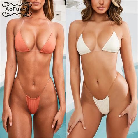 Sexy Micro Bikini Mini Tanga Bikinis traje de baño Maillot Femme