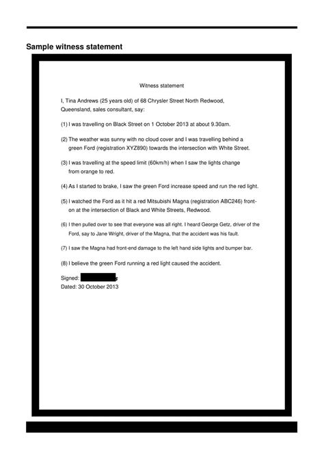 Free Printable Witness Statement Form Templates Pdf Word Example