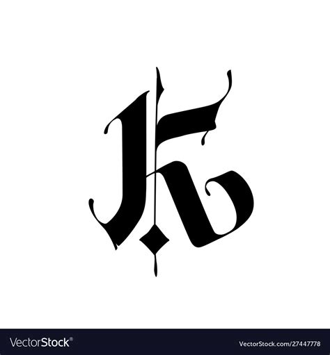 Letter K In Gothic Style Alphabet The Symbol Vector Image