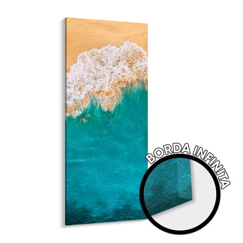 Quadro Decorativo Vertical Praia Mar Azul Maré Sala 35x90cm