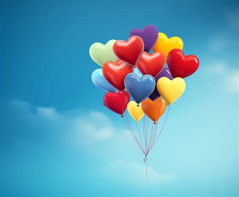 Ballons En Forme De Coeur Flottant Dans Le Ciel Photo Gratuite