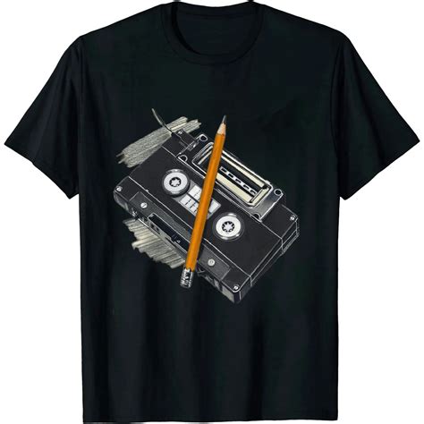 Comio 80s Cassette Tape Pencil 1980s Retro Vintage Throwback Music T Shirt