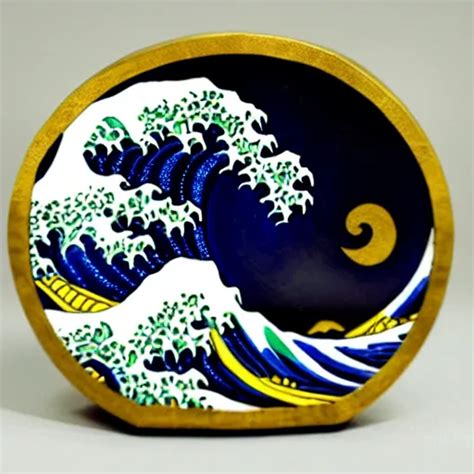 Carved Diorama Of The Great Wave Off Kanagawa Made Of Stable