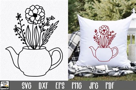 Wildflower Teapot SVG File