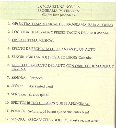 Guion Radiof Nico Y Televisivo Guion Para Radio