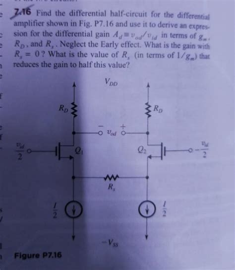 Solved Find The Differential Half Circuit For The Chegg