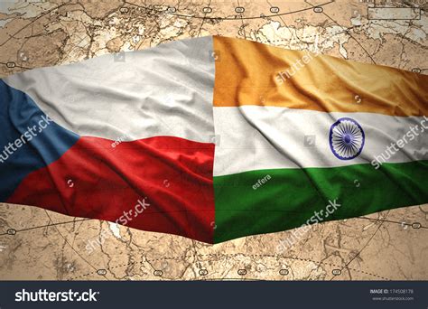 Waving Czech Indian Flags Political Map Shutterstock