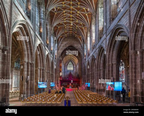 The Nave Of Chester Cathedral Chester Cheshire England Uk Stock